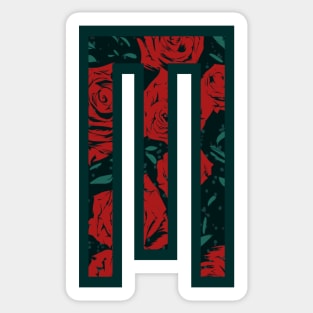 Modern Rose Floral Initial Name Alphabet - Letter M Sticker